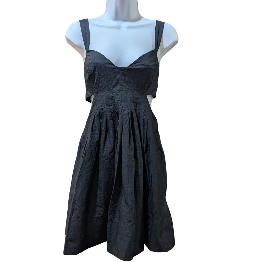 Maeve Anthropologie Black‎ Cutout Back Tie Mini Dress Sweetheart Neckline Sz 4